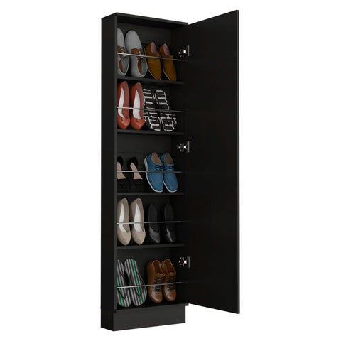 Charlotte Xl Shoe Rack, Five Interior Shelves, Mirror, Single Door Cabinet