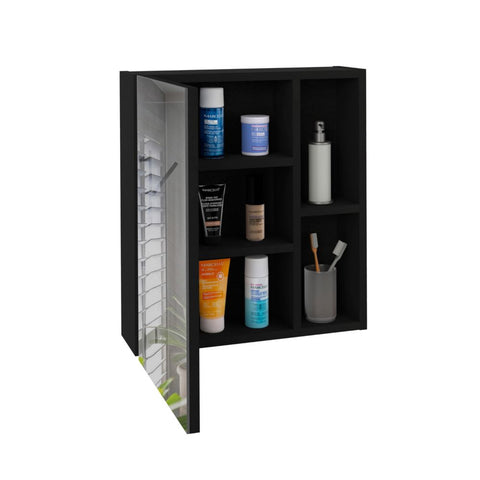 Andes Medicine Single Door Cabinet With Mirror, Five Interior Shelves