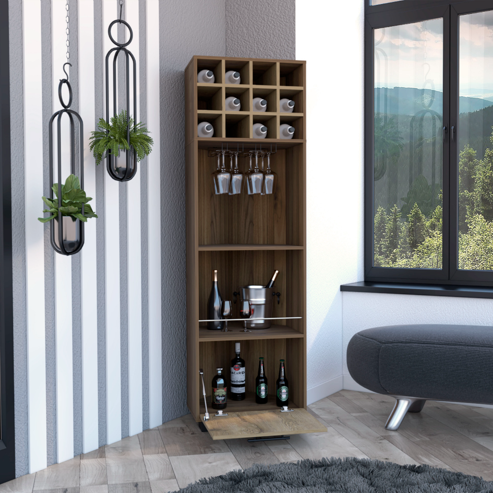 22-Inch Norway Corner Bar Cabinet with Wine Rack – Open Display Shelving