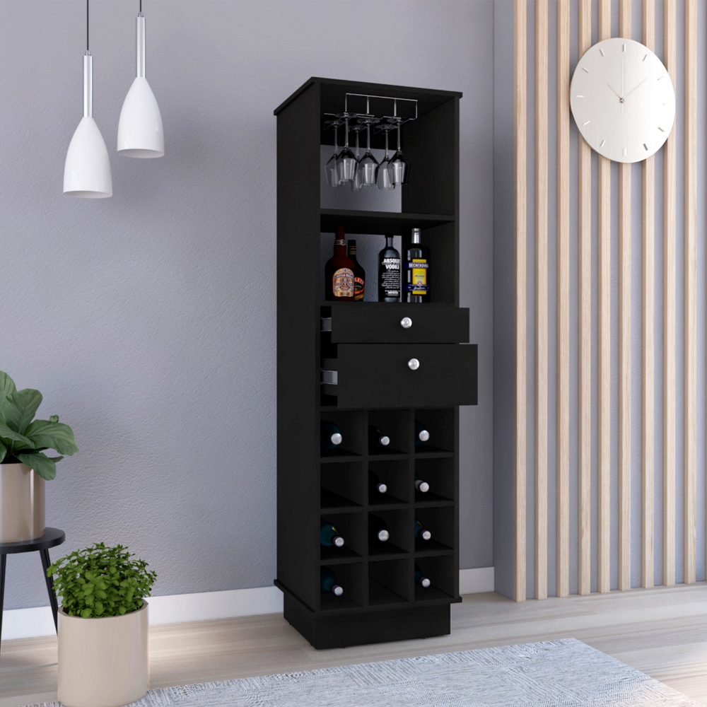 18-Inch Zircon Bar Cabinet with Wine Rack and 2-Drawer – Open Bottle Shelving