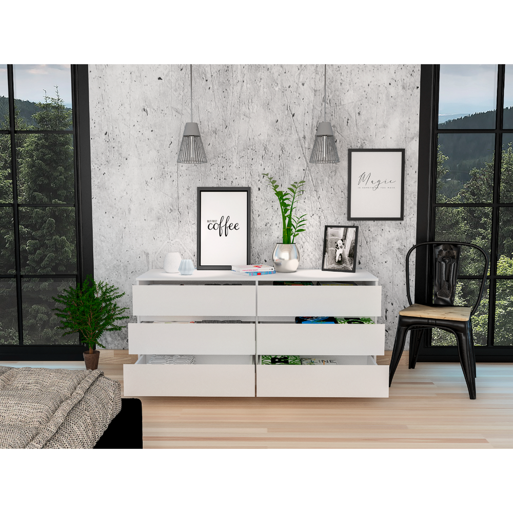 Cocora Six Drawer Double Dresser, Superior Top Depot Eshop Cocora Six Drawer Double Dresser, Superior Top Depot Eshop