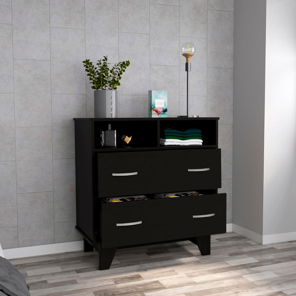 32-Inch Stamford Dresser with 2-Drawer and 2 Open Shelves – Spacious Storage Drawers