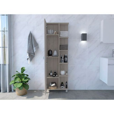 Venus Linen Single Door Cabinet, Five External Shelves, Four Interior Shelves