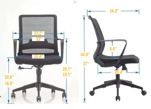 Durban Office Chair, Fixed Armrest, Class Three Gaslift, Mesh Back, Fabric Seat