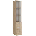 Magna Linen Cabinet, Three Shelves, Four Drawers, Light Pine/White