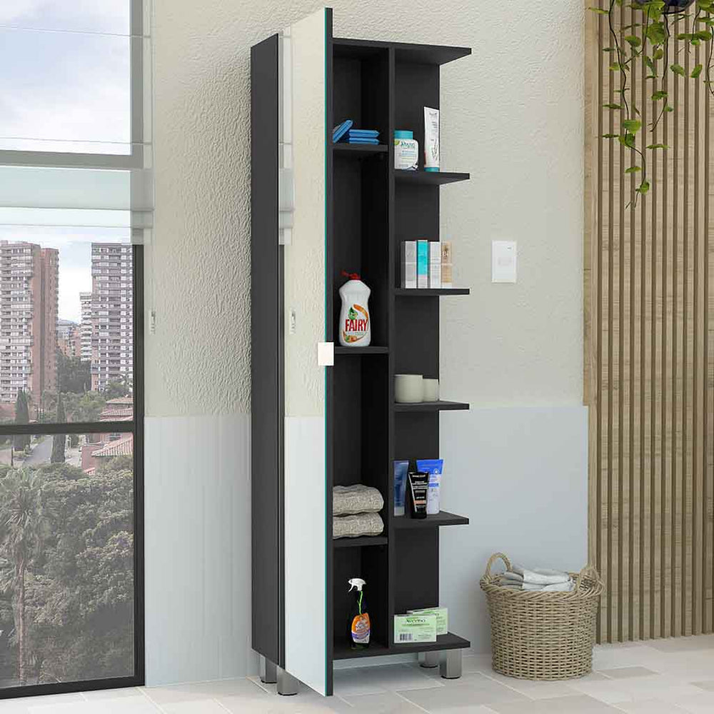 20-Inch Venus Mirror Linen Tower Cabinet with Mirror and Single Door – Concealed Cabinet Storage