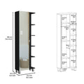 Venus Mirror Linen Single Door Cabinet, Five External Shelves, Four Interior Shelves
