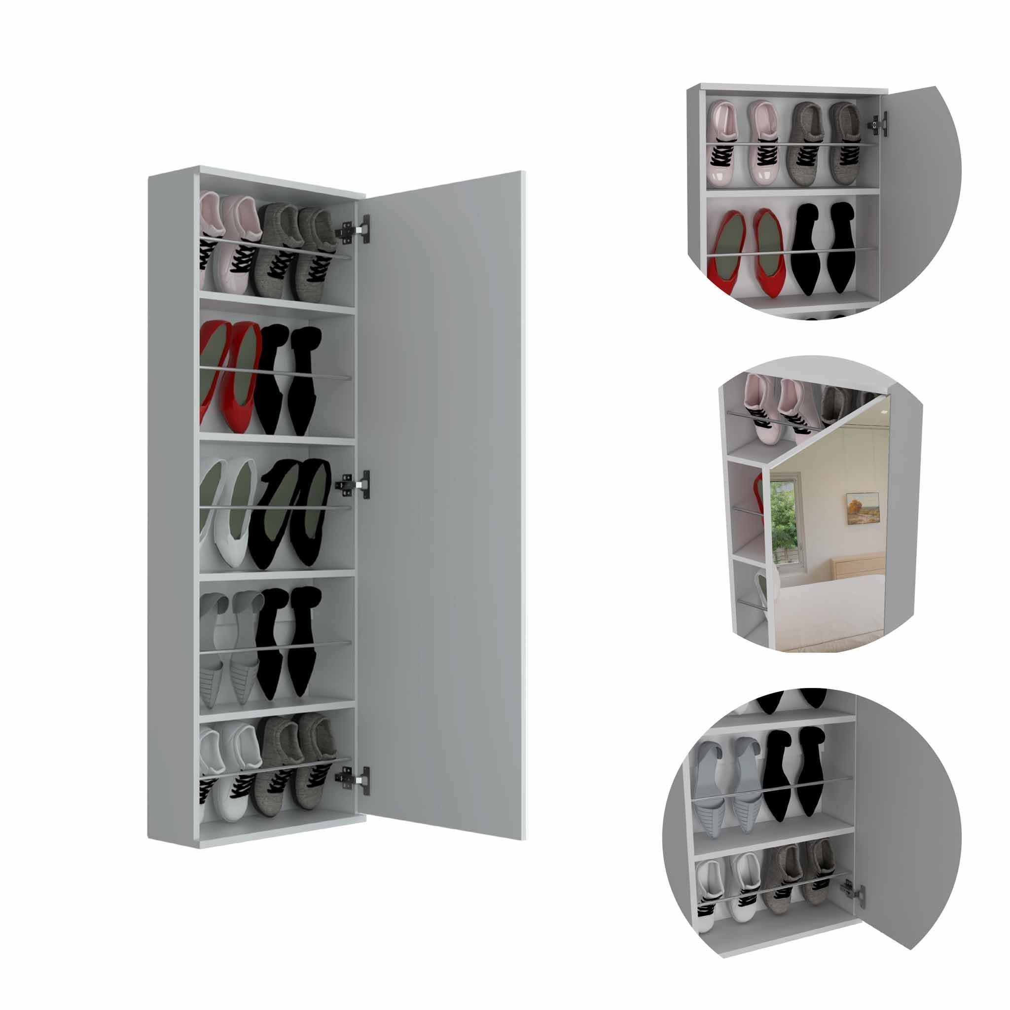 White Mirrored Shoe Rack Depot 