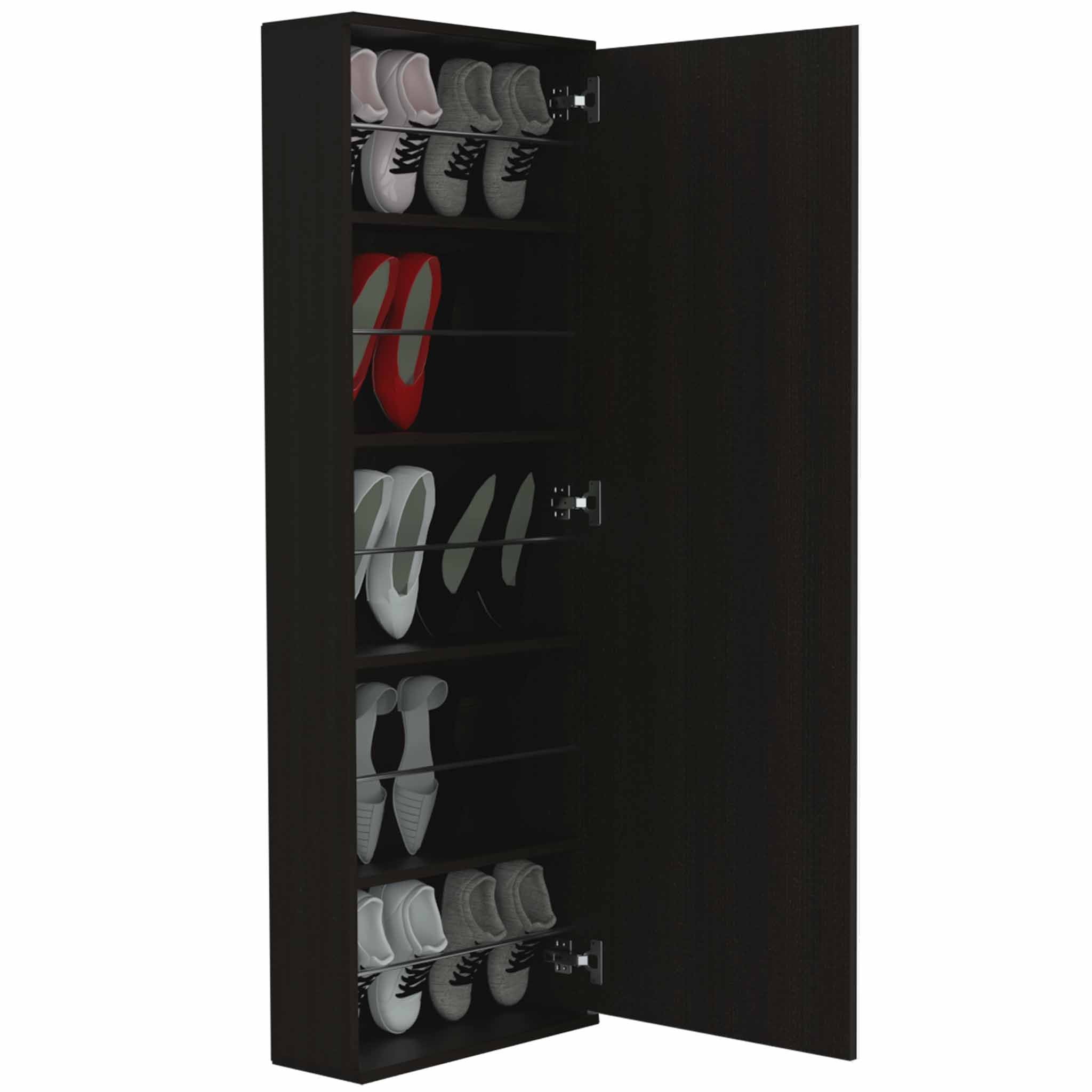 Depot Black Mirrored Shoe Rack