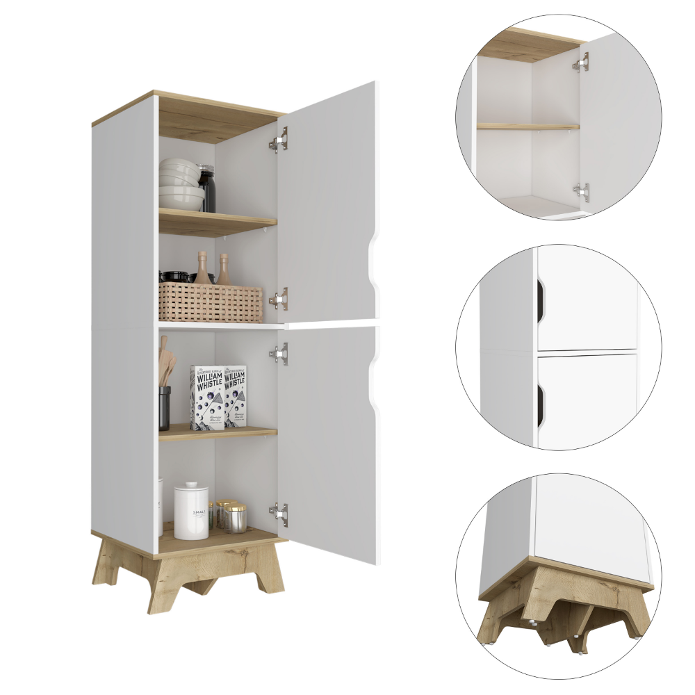 18-Inch Dahoon Kitchen Pantry Cabinet with Double Door and 4 Open Shelves – Slim Footprint