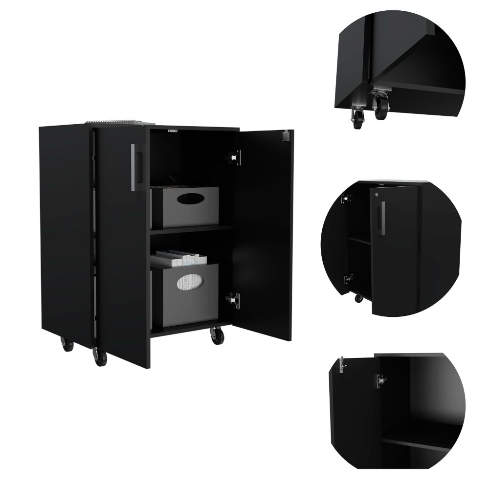 28-Inch Hartford Storage Cabinet with Casters and Double Door – Compact Footprint