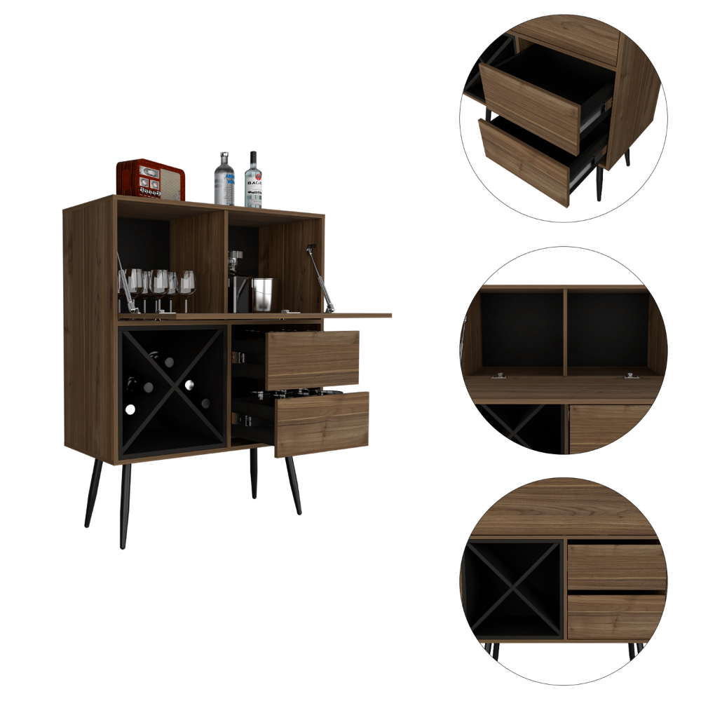 35-Inch Thistle Storage Cabinet with 2-Drawer – Splayed Wooden Legs