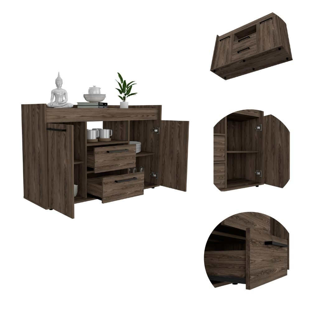 47-Inch Hart Sideboard Storage Cabinet with Double Door – Open Display Shelf