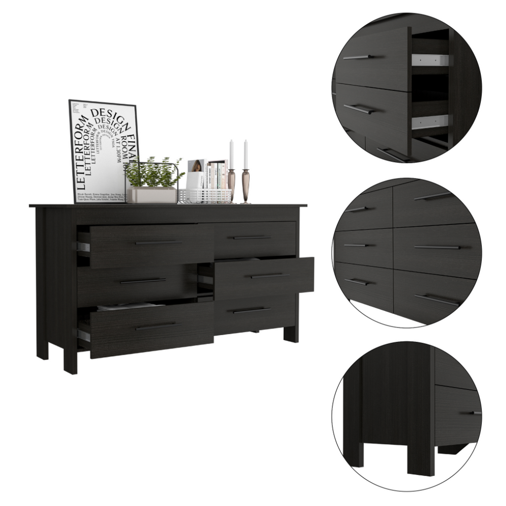 59-Inch Paris Dresser with 6-Drawer – Wide Low Silhouette