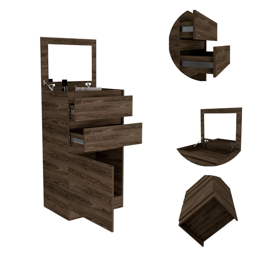 23-Inch Diamond Dresser with Mirror and 2-Drawer – Enclosed Base Cabinet