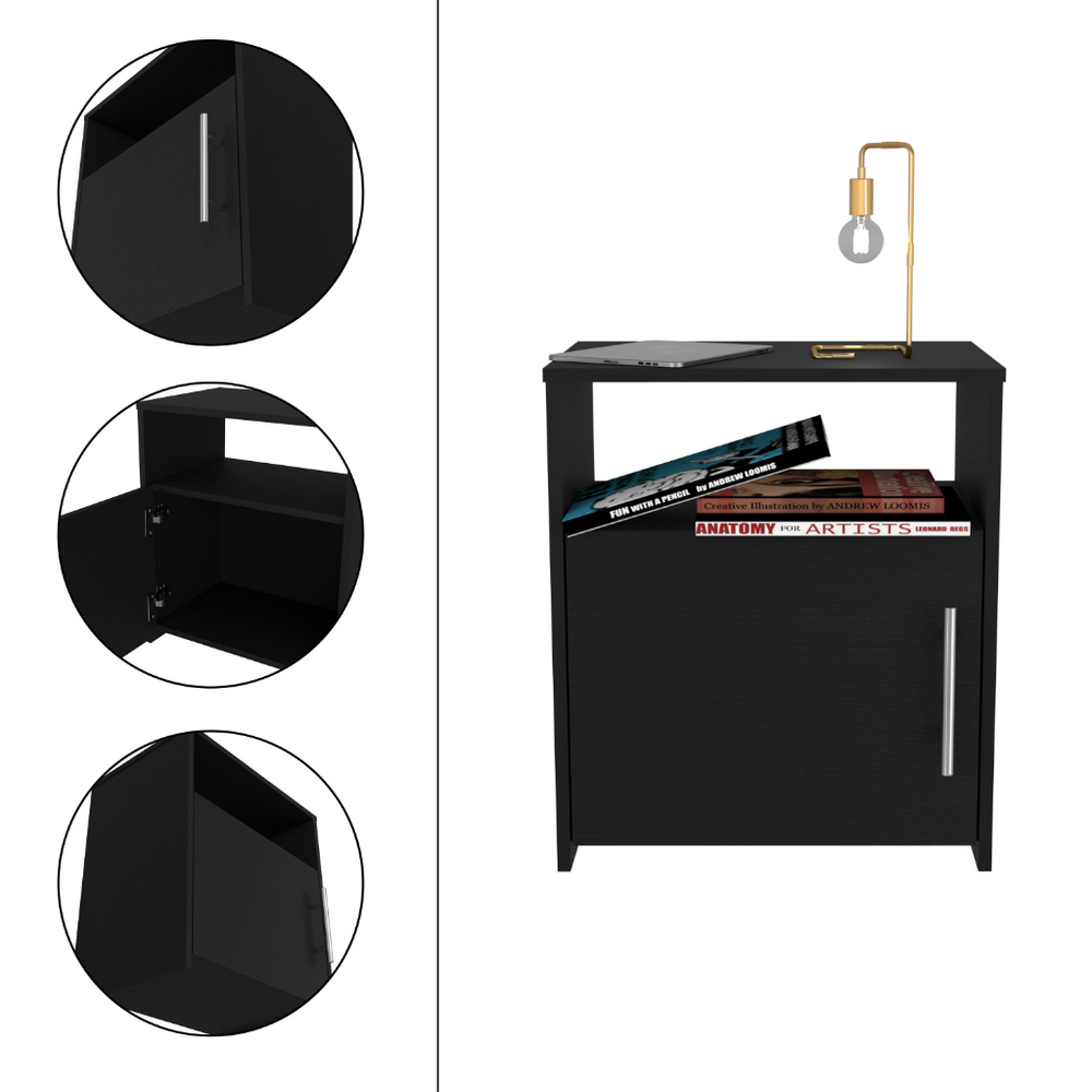 20-Inch Omaha Nightstand with Single Door – Open Shelving Storage