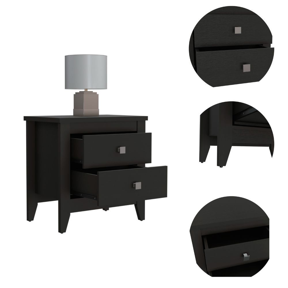 27-Inch Oasis Nightstand with 2-Drawer – Tapered Leg Design