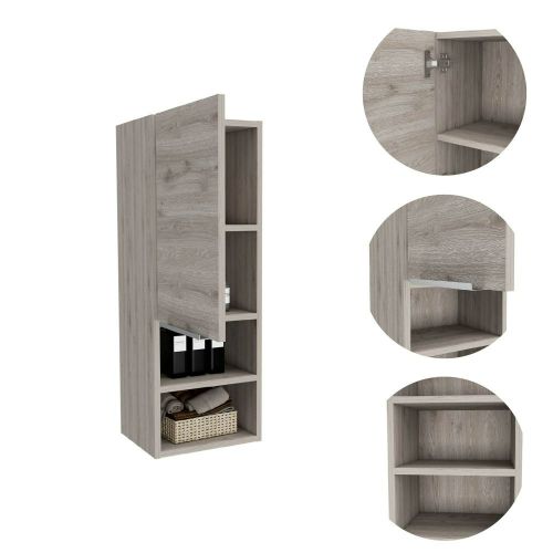 12-Inch Savona Storage Cabinet with Single Door – Open Shelving Storage