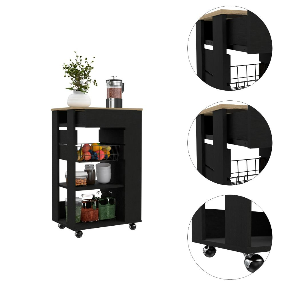 22-Inch Rosemont Rolling Kitchen Cart with Casters and 1-Drawer – Durable Construction