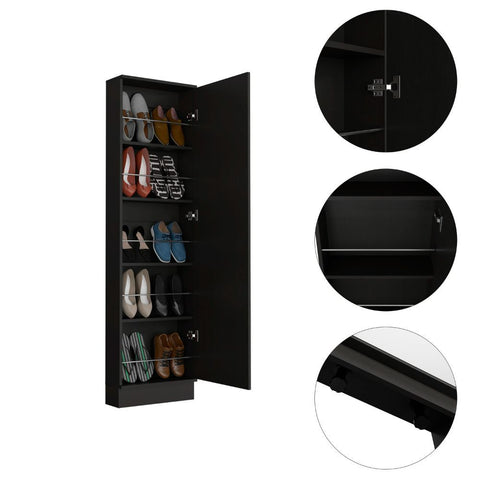 Charlotte Xl Shoe Rack, Five Interior Shelves, Mirror, Single Door Cabinet